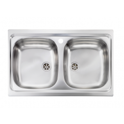 Ανοξείδωτος Νεροχύτης 79×50 Επικαθήμενος με 2 Γούρνες  Sanitec Mondial  11502 2V Inox Αγυάλιστος